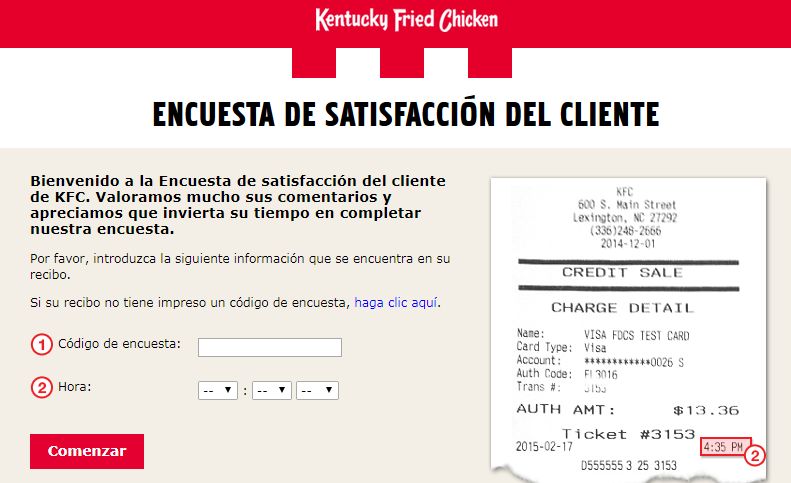 KFC Survey in Spanish