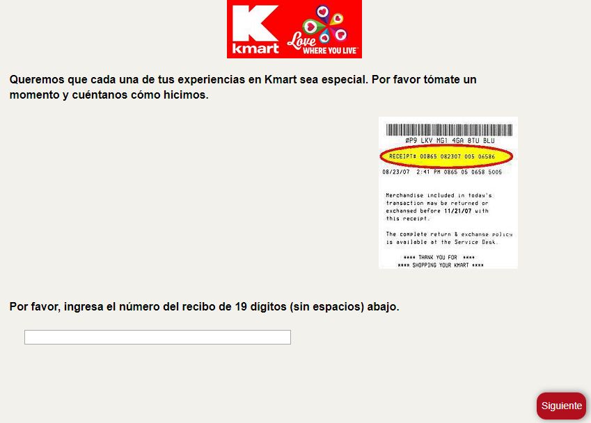 Kmart Feedback Survey in Spanish
