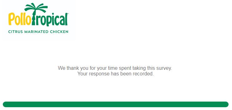 Pollo Tropical Survey Finished