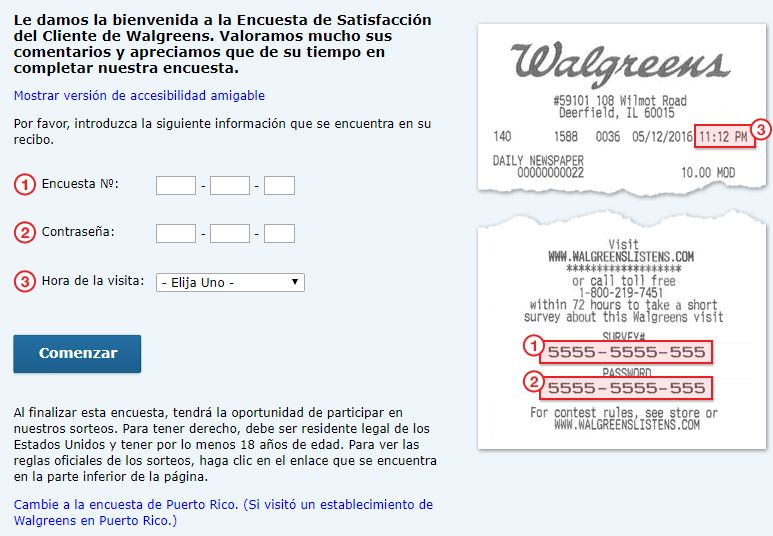 Walgreens Survey in Spanish